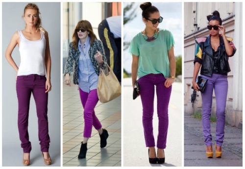 Девушки в фиолетовых брюках