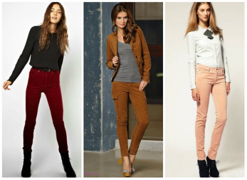 Разноцветные джинсы на девушках