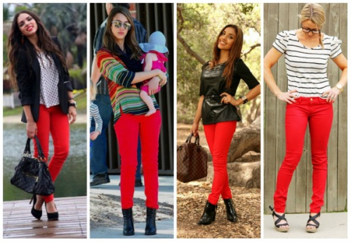 Образы с красными брюками